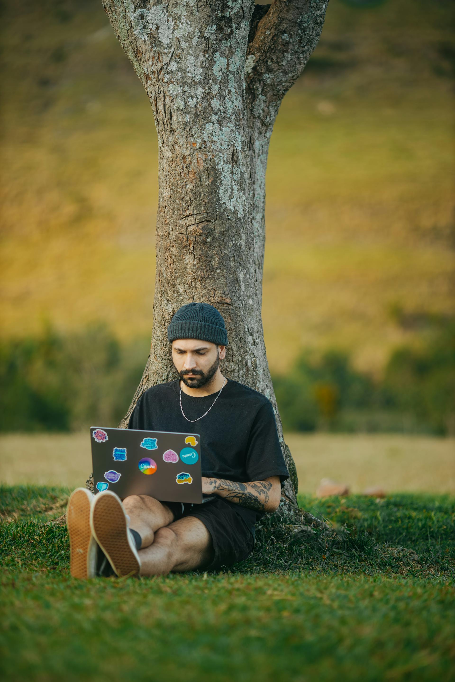 Freelancer working outside
