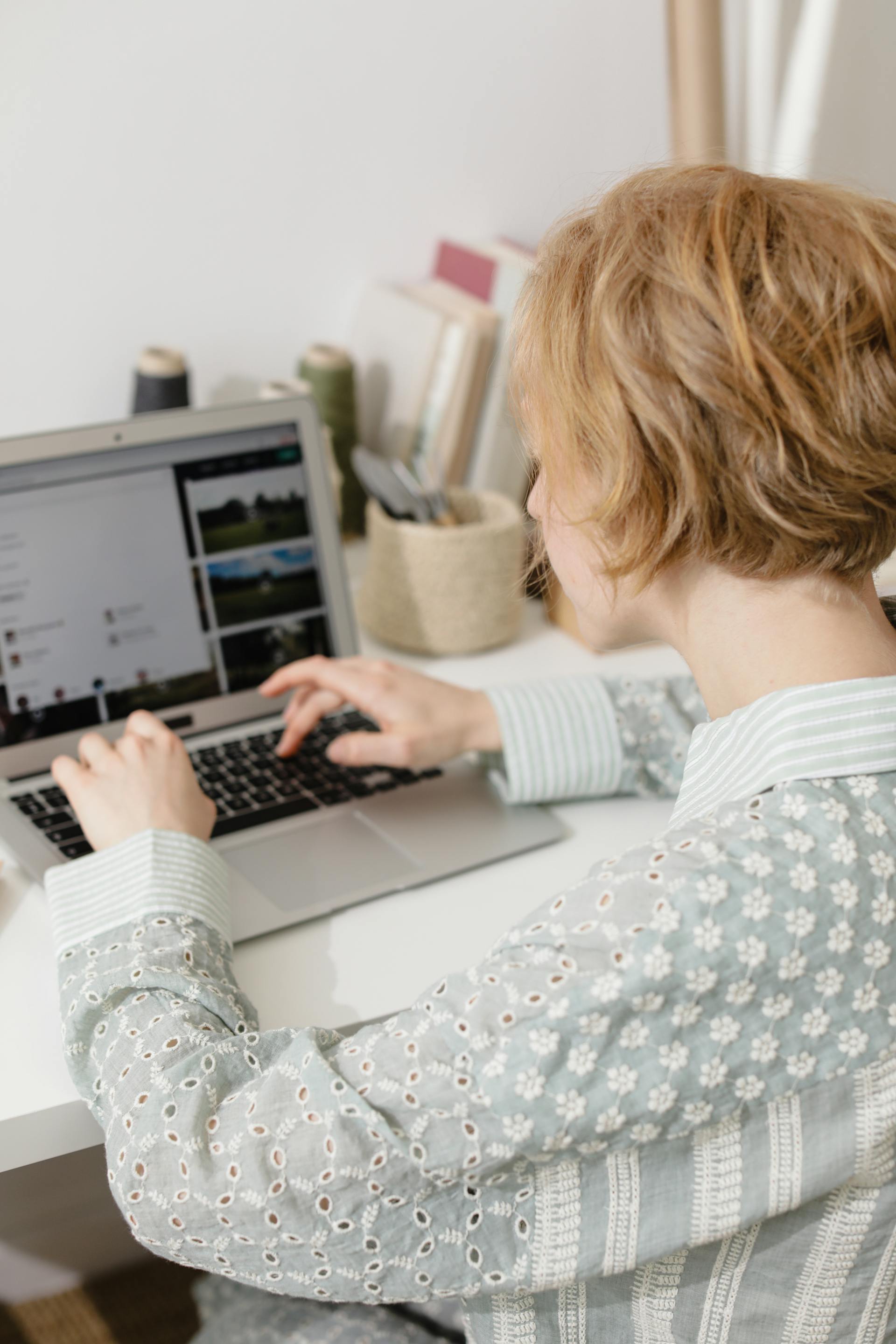 Woman working on laptop